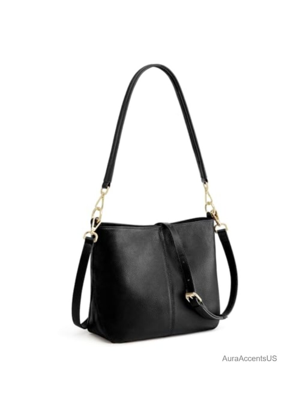 Genuine Leather Crossbody Hobo Bag with 2 Straps Multi Pocket Purse